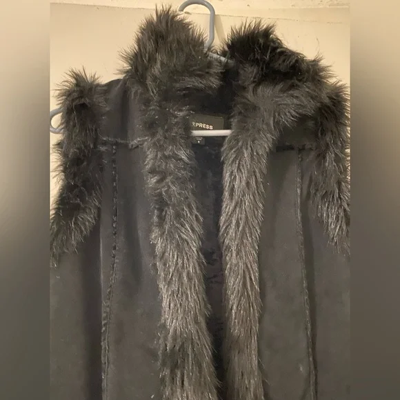 Fur Black  vintage leather vest 20 yrs old - Picture 2 of 5